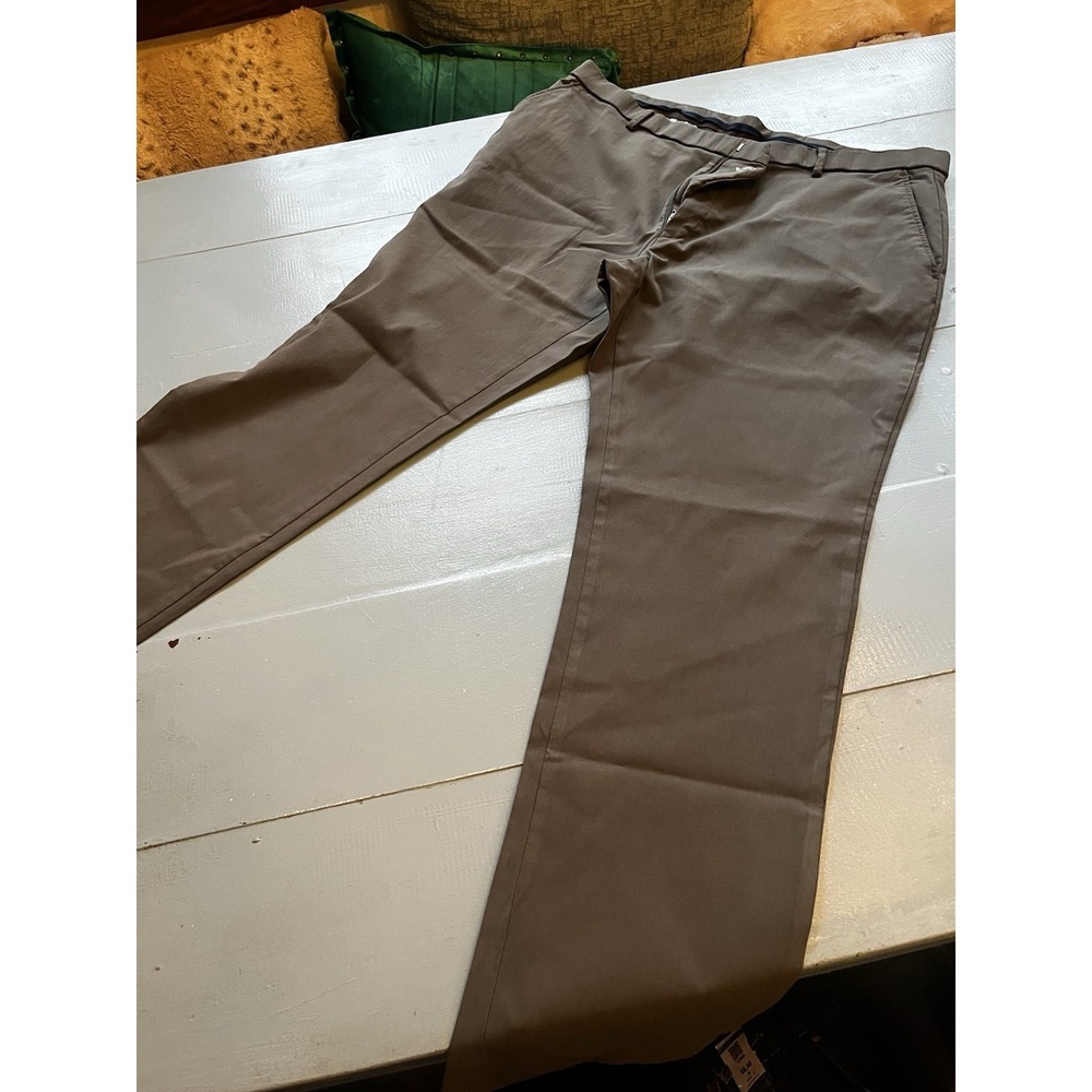 Tommy Hilfiger Mens Brown Dress Pants 40x30‎ Stretch Flat Front Career Trousers